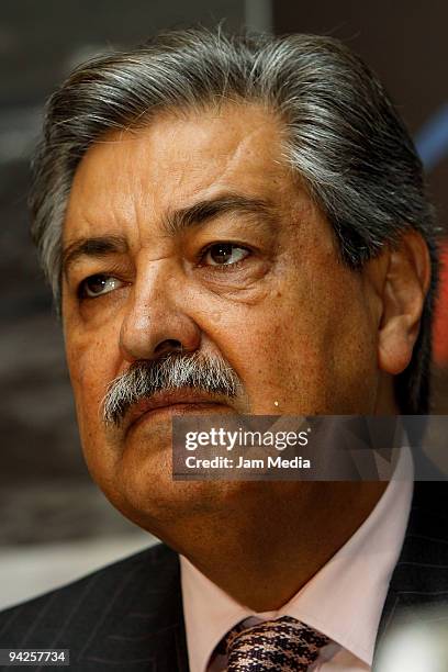 Rodolfo Elizondo, secretary of tourism, attends a press conference to present the Mexico Cup Regatta at Nikko Hotel on December 10, 2009 in Mexico...