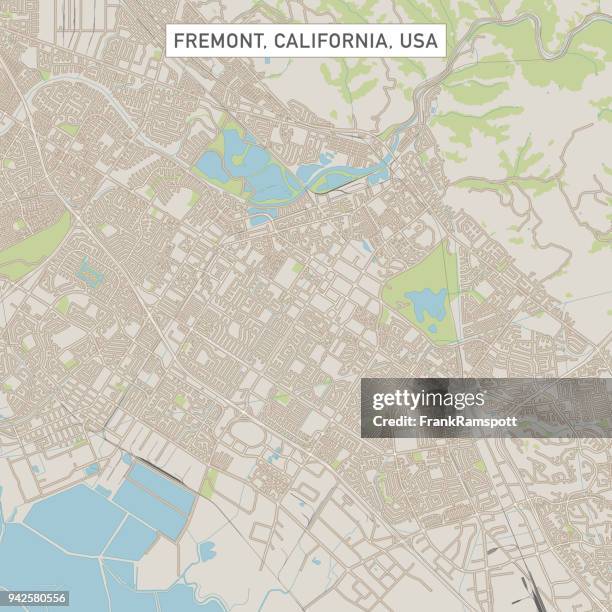 illustrazioni stock, clip art, cartoni animati e icone di tendenza di mappa di fremont california us city street - silicon valley
