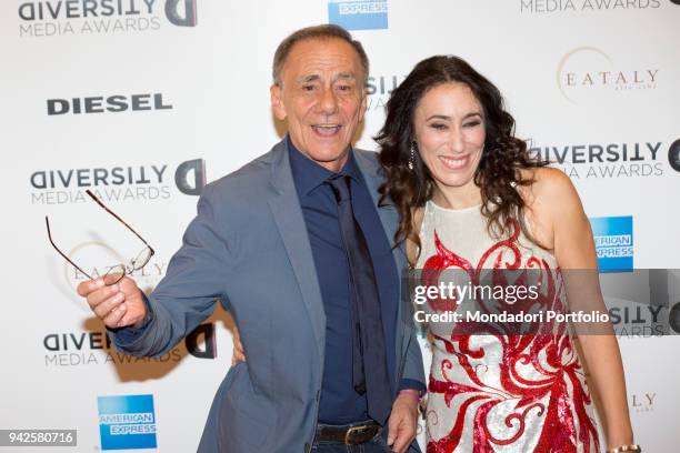 Francesca Vecchioni presidente dell'associazione Diversity, con il padre, il cantante Roberto Vecchioni, al photocall dei Diverisity Media Awards...