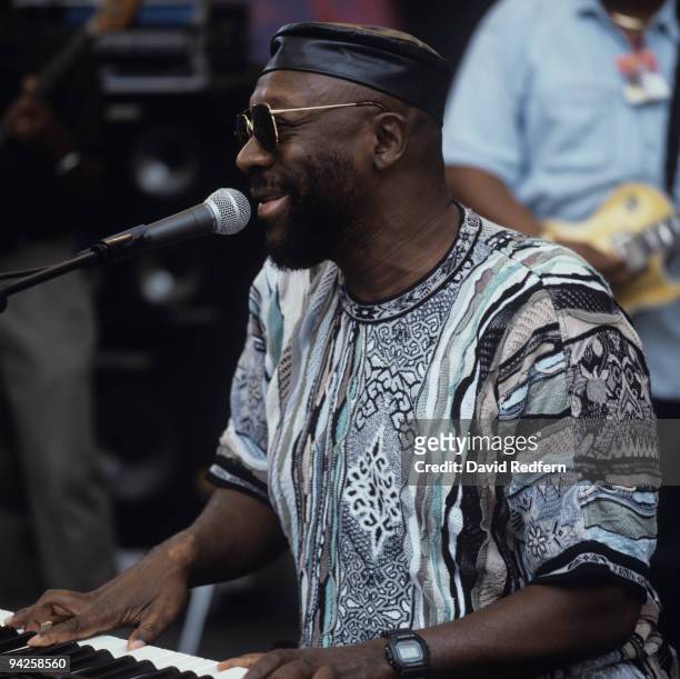 American singer Isaac Hayes performs on stage at the Jazz A Vienne Festival held in Vienne, France in July 1996.