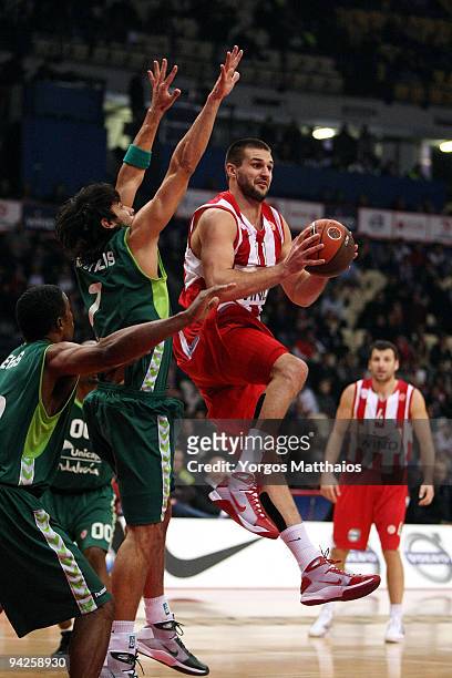 Linas Kleiza, #11 of Olympiacos Piraeus in action during the Euroleague Basketball Regular Season 2009-2010 Game Day 7 between Olympiacos Piraeus vs...