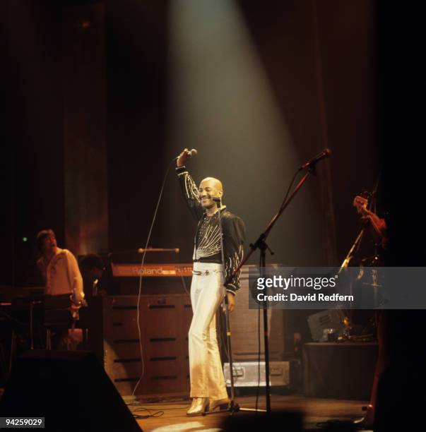Singer Errol Brown of Hot Chocolate performs on stage at the Hammersmith Odeon in London, England in November 1979.