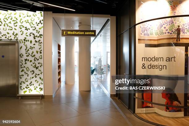 The Meditation Centre at Schiphol Airport, where passengers can pray and mediate is pictured on April 6, 2018. / AFP PHOTO / ANP / Bas CZERWINSKI /...