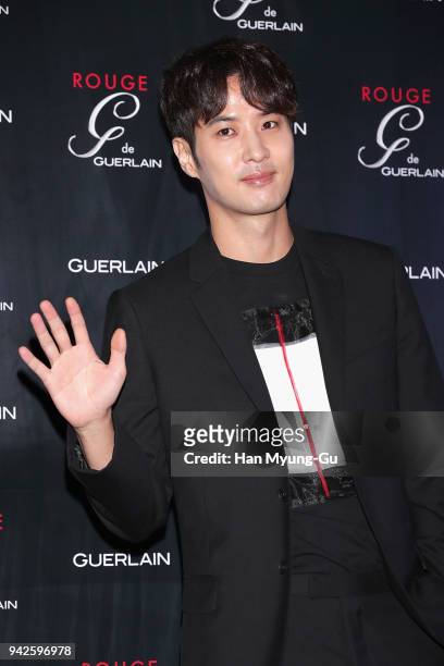 South Korean actor Kim Ji-Seok aka Kim Ji-Suk attends the photocall for GUERLAIN "Rouge G" Launch on April 6, 2018 in Seoul, South Korea.