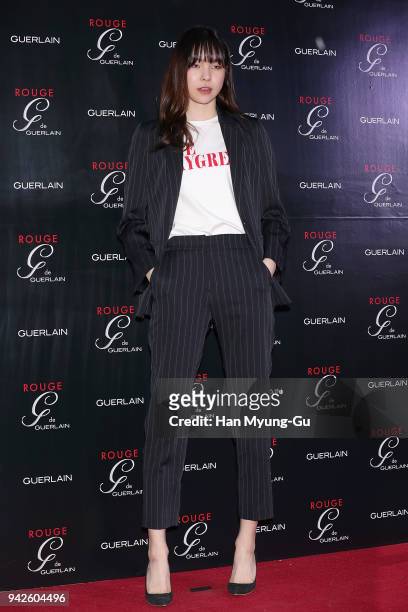 Model Jin Jung-Sun attends the photocall for GUERLAIN "Rouge G" Launch on April 6, 2018 in Seoul, South Korea.