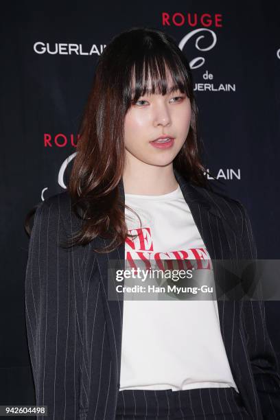 Model Jin Jung-Sun attends the photocall for GUERLAIN "Rouge G" Launch on April 6, 2018 in Seoul, South Korea.