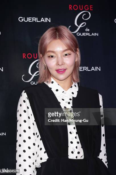 Model Song Hae-Na attends the photocall for GUERLAIN "Rouge G" Launch on April 6, 2018 in Seoul, South Korea.