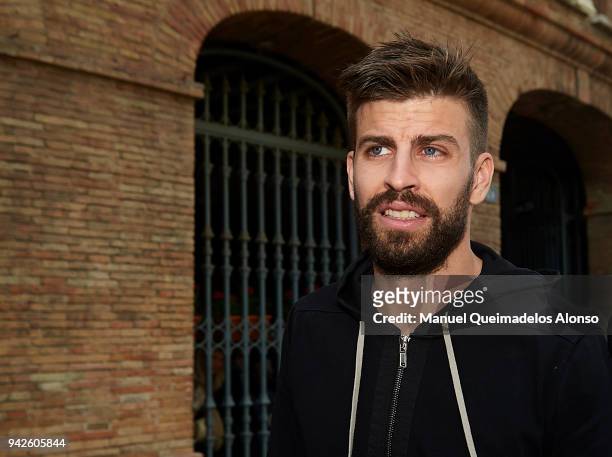 Gerard Pique attends day one of the Davis Cup World Group Quarter Final match between Spain and Germany at Plaza de Toros de Valencia on April 6,...