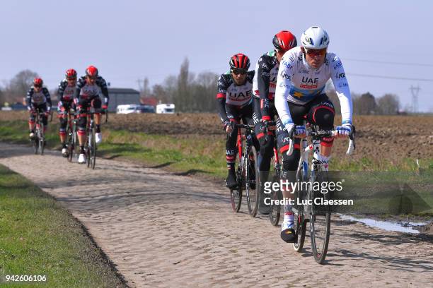 Alexander Kristoff of Norway and UAE Team Emirates during training of 116th Paris to Roubaix 2018 on April 6, 2018 in Arenberg, France.