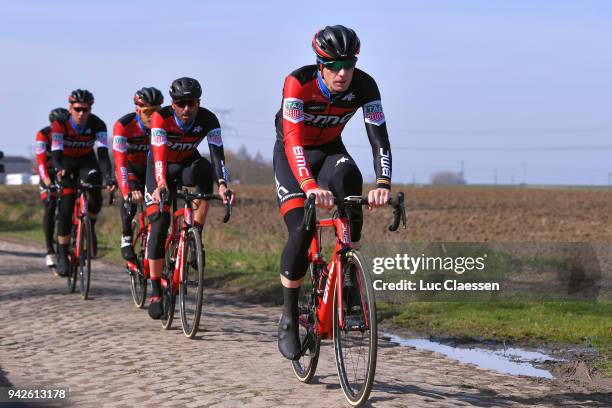 Jurgen Roelandts of Belgium and BMC Racing Team / during training of 116th Paris to Roubaix 2018 on April 6, 2018 in Arenberg, France.