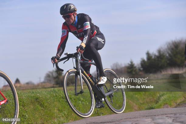 Greg Van Avermaet of Belgium and BMC Racing Team / during training of 116th Paris to Roubaix 2018 on April 6, 2018 in Arenberg, France.