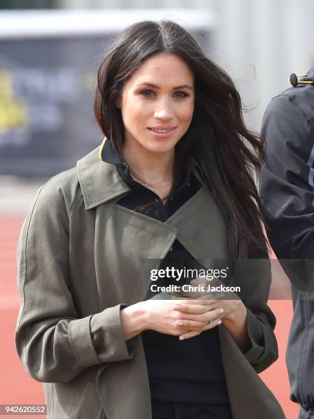 Meghan Markle attends the UK Team Trials for the Invictus Games Sydney 2018 at the University of Bath Sports Training Village on April 6, 2018 in...