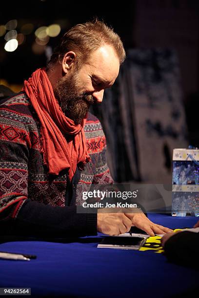 Musician Sting promotes "If A Winter's Night..." at Best Buy on December 10, 2009 in New York City.