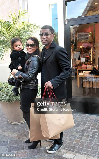 Kenneth "Babyface" Edmonds, Nicole Pantenburg and Peyton Edmonds attend the HollyRod Foundation and J.Crew private shopping event at The Grove on...