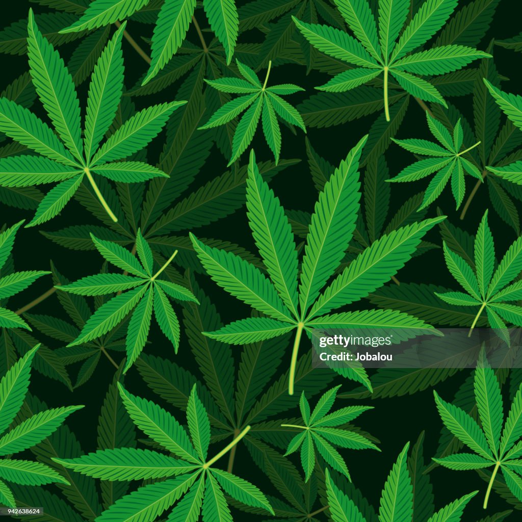 Sömlös bakgrund Cannabis Leaf