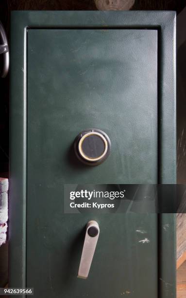 europe, greece, 2018: view of steel gun safe - gun safe stock pictures, royalty-free photos & images