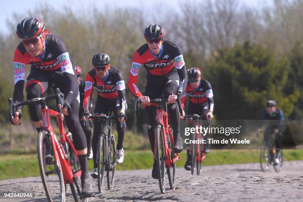 Jurgen Roelandts of Belgium and BMC Racing Team during training of 116th Paris to Roubaix 2018 on April 6, 2018 in Arenberg, France.