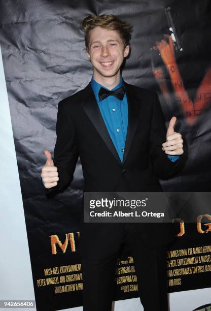 Actor Joey Luthman arrives for the Los Angeles Premiere of "Miles To Go" held at Writers Guild Theater on April 5, 2018 in Beverly Hills, California.