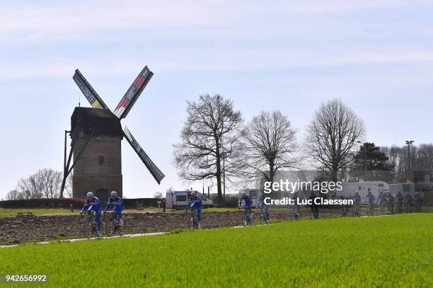 Landscape / Wind Mill / Team Quick-Step Floors / during training of 116th Paris to Roubaix 2018 on April 6, 2018 in Arenberg, France.