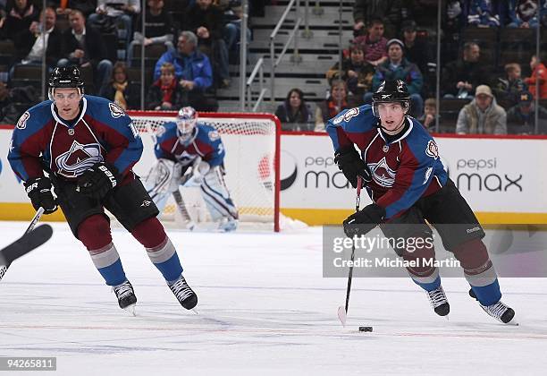 Matt Duchene of the Colorado Avalanche skates against the Minnesota Wild at the Pepsi Center on December 9, 2009 in Denver, Colorado. The Wild...