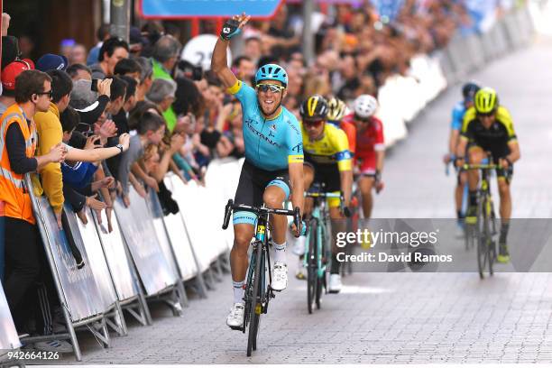 Arrival / Omar Fraile Matarranza of Spain and Astana Pro Team / Celebration / Primoz Roglic of Slovenia and Team LottoNL-Jumbo Yellow Leader Jersey /...