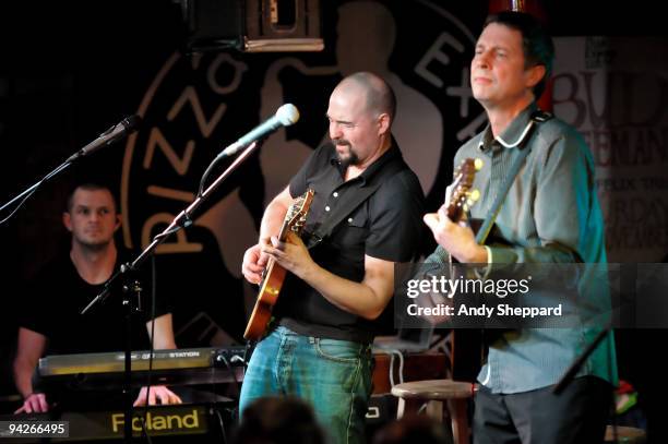Fred White, Miles Gilderdale and Greg Carmichael of Acoustic Alchemy perform on stage at Pizza Express Live, Soho on December 10, 2009 in London,...