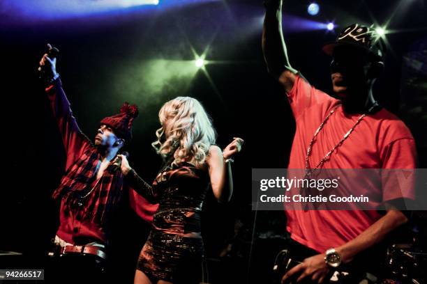 Dappy, Tulisa and Fazer of N-Dubz perform on stage at Shepherds Bush Empire on December 10, 2009 in London, England.