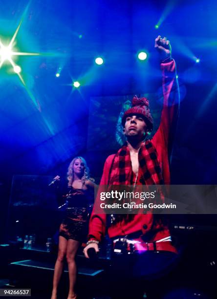 Tulisa and Dappy of N-Dubz perform on stage at Shepherds Bush Empire on December 10, 2009 in London, England.