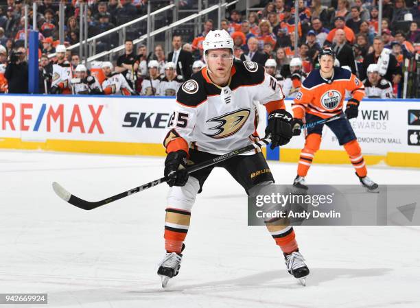 Ondrej Kase of the Anaheim Ducks skates during the game against the Edmonton Oilers on March 25, 2018 at Rogers Place in Edmonton, Alberta, Canada....