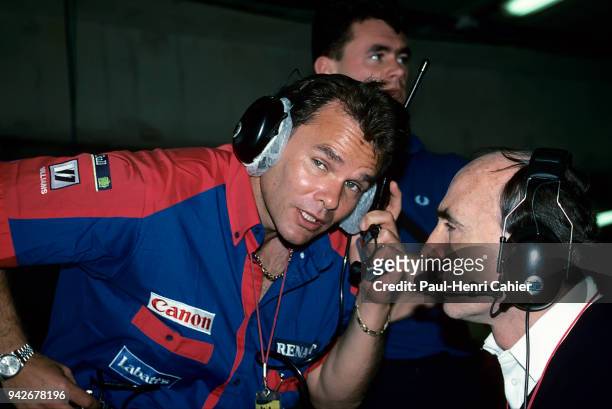 Peter Windsor, Frank Williams, Grand Prix of Spain, Circuit de Barcelona-Catalunya, 29 September 1991. 1991 Williams team manager Peter Windsor, here...