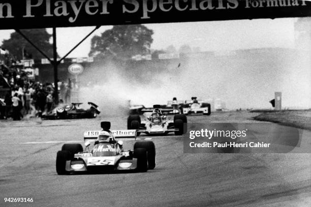 Howden Ganley, Emerson Fittipaldi, Roger Williamson, Iso-Marlboro-Ford FX3B, Lotus-Ford 72D, Grand Prix of Great Britain, Silverstone Circuit, 14...