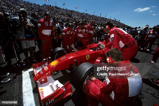 Michael Schumacher, Ferrari F2001, Grand Prix of France, Circuit de Nevers Magny-Cours, 01 July 2001. Michael Schumacher on the starting grid of the...