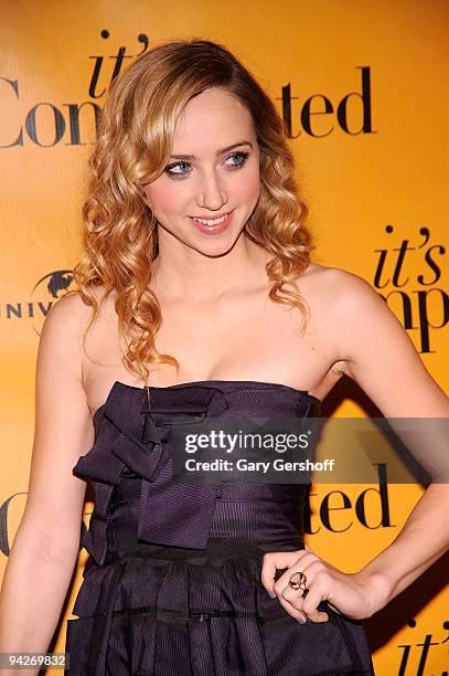 Actress Zoe Kazan attends the "It's Complicated" special screening at the Chelsea Clearview Cinema 9 on December 10, 2009 in New York City.