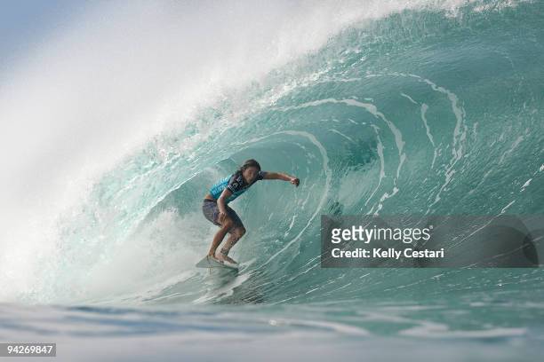 Danny Fuller is eliminated from the Billabong Pipeline Masters after being defeated by John John Florence in Round 1 on December 10, 2009 at the...