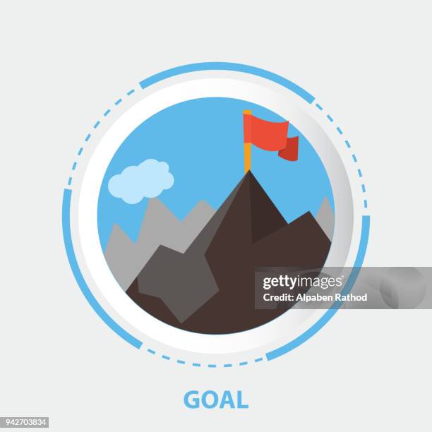 mission aim achieve icon, success leadership concept - reaching summit stock illustrations