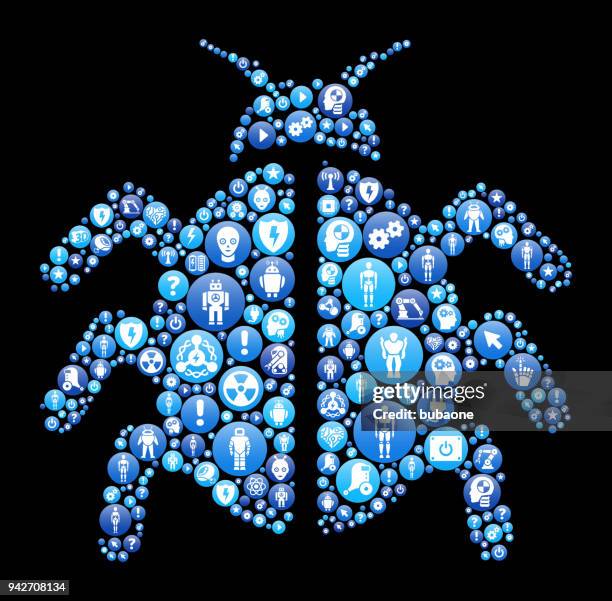 computer bug blue icon pattern background - exoskeleton stock illustrations