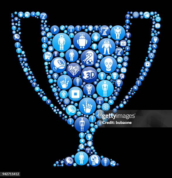 trophy blue icon pattern background - exoskeleton stock illustrations