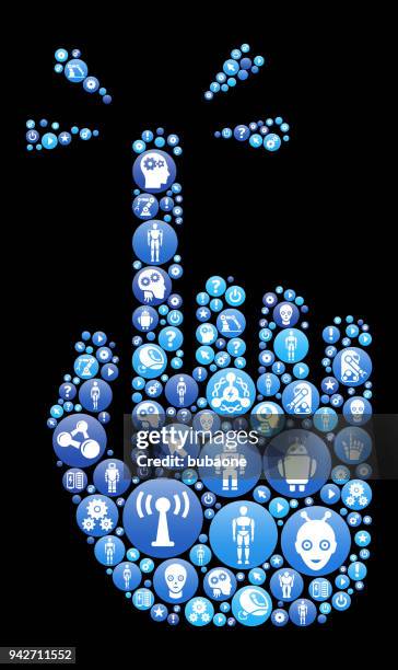 pointing hand blue icon pattern background - multiple hands pointing stock illustrations