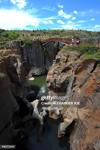 View of Blyde River Canyon, the third largest canyon in the world called by locals The Potholes, these rock formations were shaped millions of years...