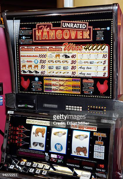 Slot machine with a "The Hangover" movie theme is seen during the DVD launch party for the film at the Pure Nightclub at Caesars Palace December 10,...
