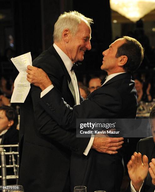 Honoree Jerry Weintraub and singer Paul Anka attend the UNICEF Ball held at the Beverly Wilshire Hotel on December 10, 2009 in Beverly Hills,...
