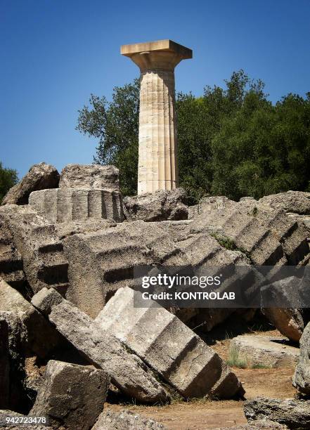 Zeus temple into the archeological area where are the ruins of Olympia, the ancient Greek town where took place the Olympics.