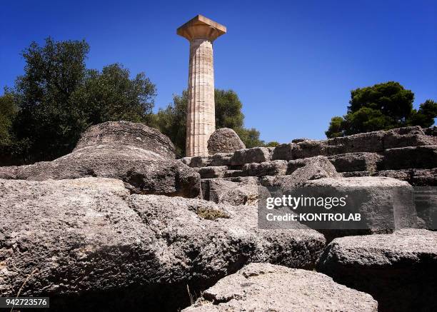 Zeus temple into the archeological area where are the ruins of Olympia, the ancient Greek town where took place the Olympics.