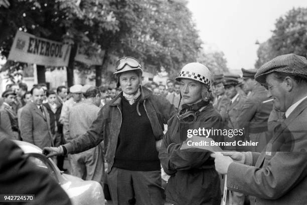 Gilberte Thirion, Mille Miglia, Italy, 05 January 1955. Belgian ace driver Gilberte Thirion at the start of the 1955 Mille Miglia.