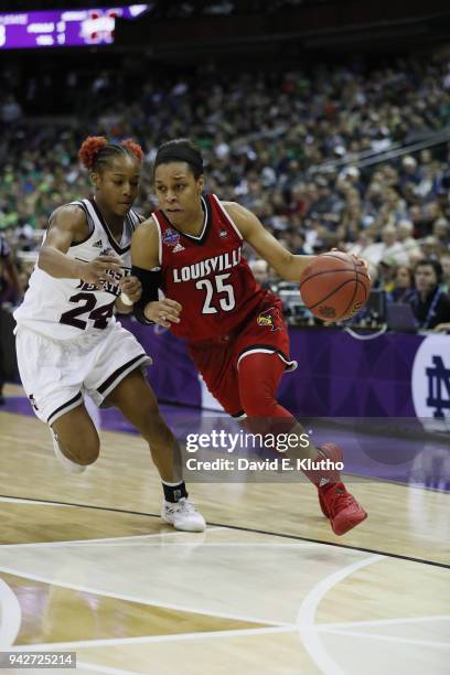 Final Four: Louisville Asia Durr in action vs Mississippi State Jordan Danberry at Nationwide Arena. Columbus, OH 3/30/2018 CREDIT: David E. Klutho