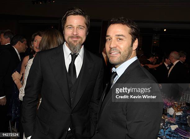 Actors Brad Pitt and Jeremy Piven attend the UNICEF Ball honoring Jerry Weintraub held at the Beverly Wilshire Hotel on December 10, 2009 in Beverly...