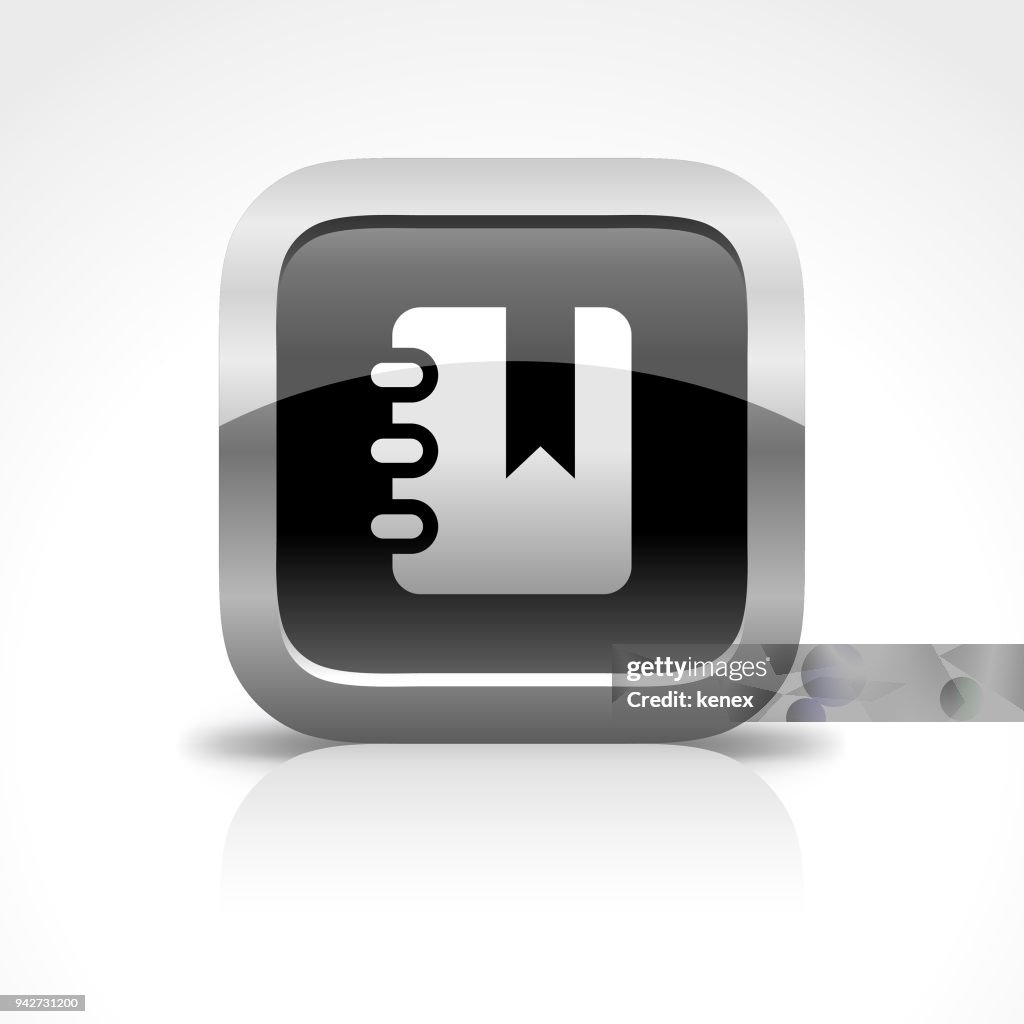 Book and Bookmark Glossy Button Icon