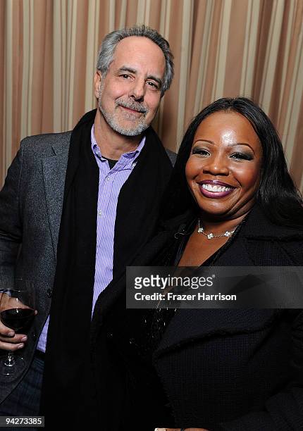 Director Jon Avnet poses with CEO/Executive Producer of Queen Nefertari Productions Cynthia Stafford at the Gersh Agency launches Cynthia Stafford's...