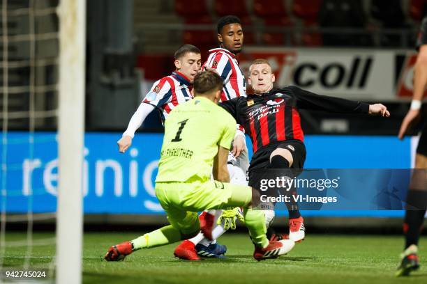 Konstantinos Tsimikas of Willem II, Giliano Wijnaldum of Willem II, goalkeeper Timon Wellenreuther of Willem II, Jordy de Wijs of Excelsior during...