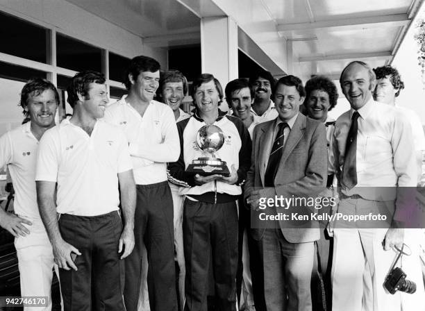 Zimbabwe captain Duncan Fletcher holding the trophy after ZImbabwe won the ICC Trophy by beating Bermuda in the final at Grace Road, Leicester, 10th...